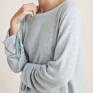 Saturday Sunday by Anthropologie Ruched‎ 3/4 Sleeve Blue Sweater Sz XS | Comfort